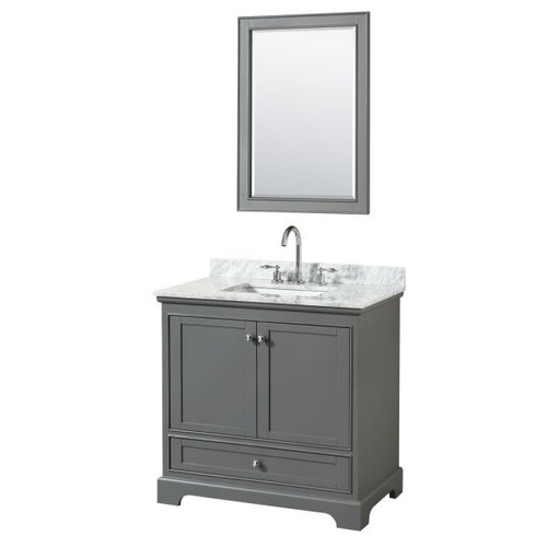 Wyndham Deborah Dark Gray Single Bath Vanity 36 Inch With Top And Mirror