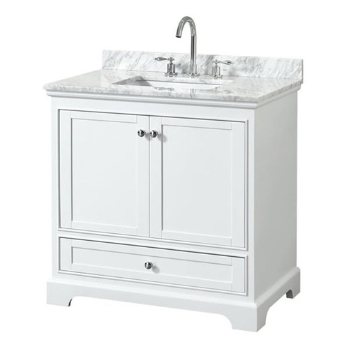 Wyndham Deborah White Single Bath Vanity 36 Inch With Top, Square Sink