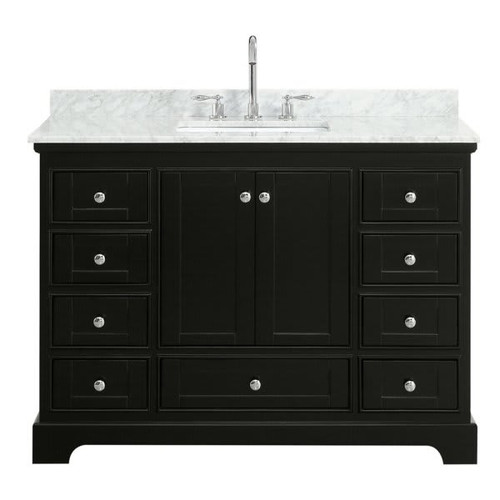 Wyndham Deborah Dark Espresso Single Bath Vanity 48 Inch With Top, Square Sink