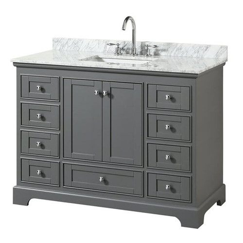 Wyndham Deborah Dark Gray Single Bath Vanity 48 Inch With Top, Square Sink