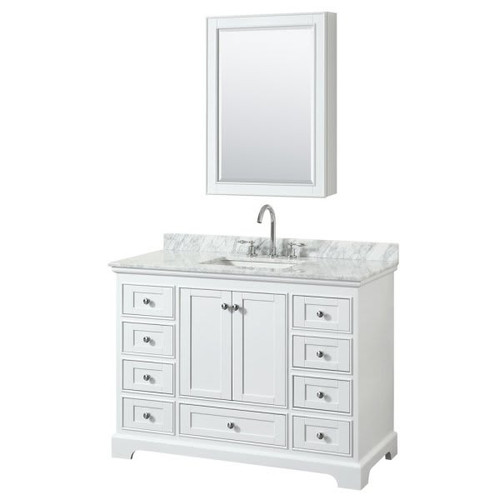 Wyndham Deborah White Single Bath Vanity 48 Inch With Top And Medicine Cabinet