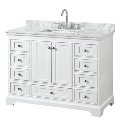 Wyndham Deborah White Single Bath Vanity 48 Inch With Top, Square Sink