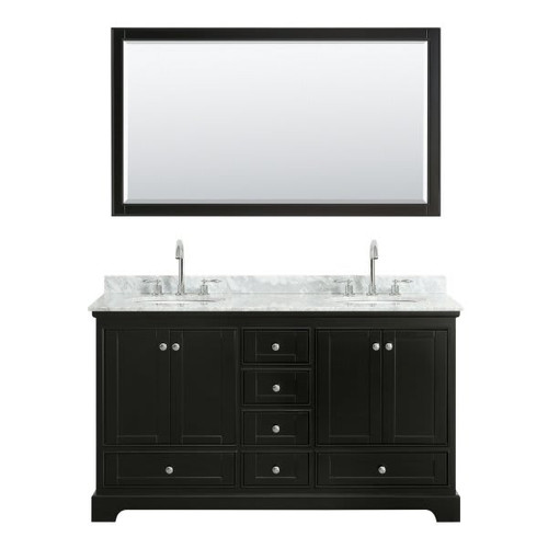 Wyndham Deborah Dark Espresso Double Bath Vanity With Oval Sink And Mirror