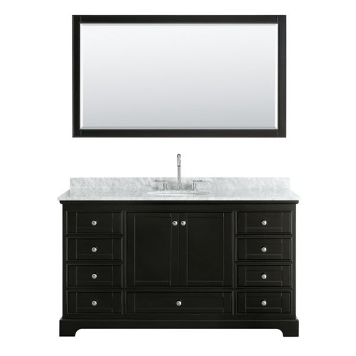 Wyndham Deborah Espresso Single Bath Vanity, With Top, Oval Sink, And Mirror