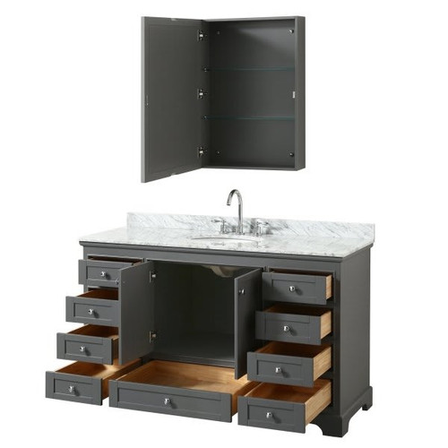 Wyndham Deborah Dark Gray Single Bath Vanity With Oval Sink, Medicine Cabinet (Mirror Included)