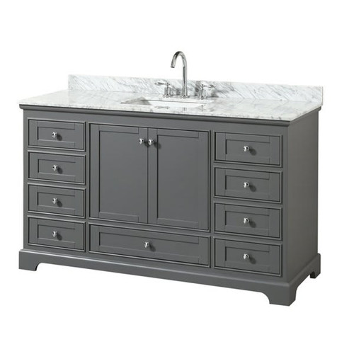 Wyndham Deborah Dark Gray Single Bath Vanity 60 Inch With Top, Square Sink