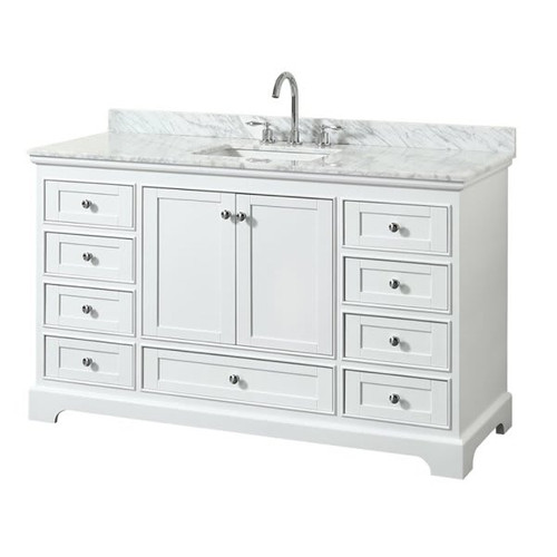 Wyndham Deborah White Single Bath Vanity 60 Inch With Top, Square Sink