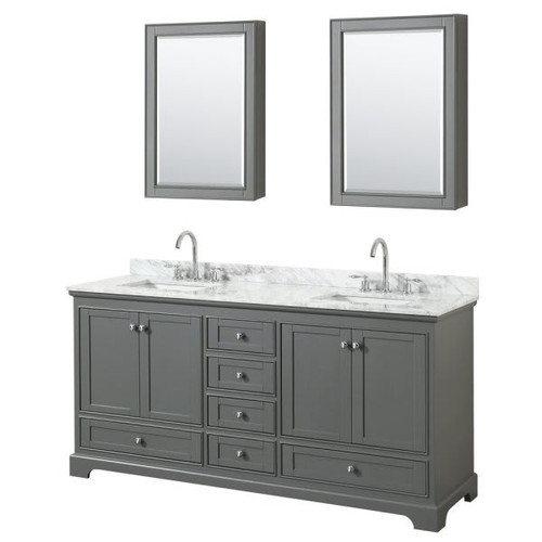 Wyndham Deborah Dark Gray Double Bath Vanity,with Top And 2 Medicine Cabinets