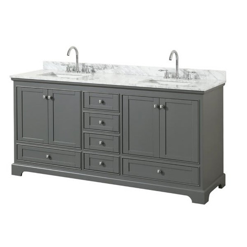 Wyndham Deborah Dark Gray Double Bath Vanity 72 Inch With Top, Square Sink
