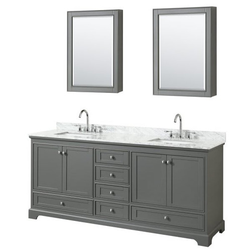 Wyndham Deborah Dark Gray Double Bath Vanity  With Top And Medicine Cabinet