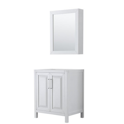 Wyndham Daria White Single Bath Vanity 30" With Medicine Cabinet