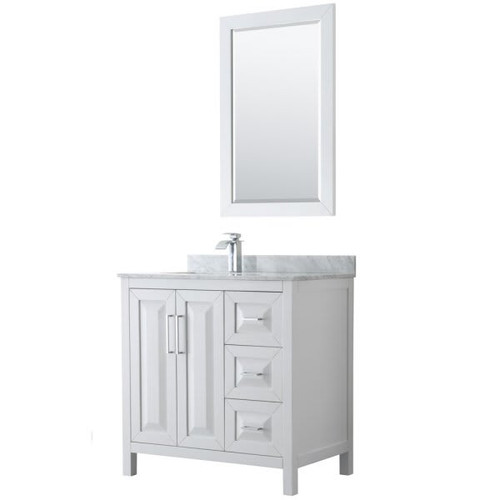 Wyndham Daria White Single Bath Vanity 36" With Countertop, Sink & 24" Mirror