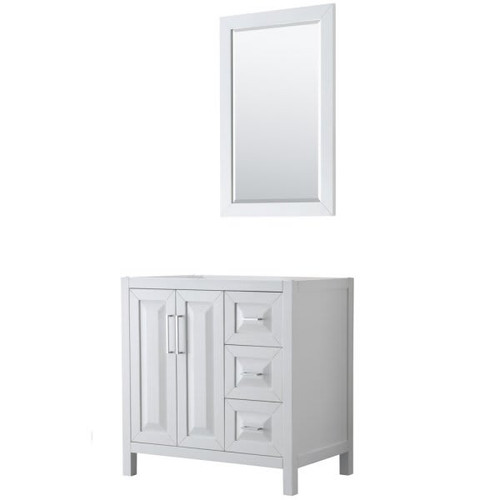 Wyndham Daria White Single Bath Vanity 36" With 24" Mirror