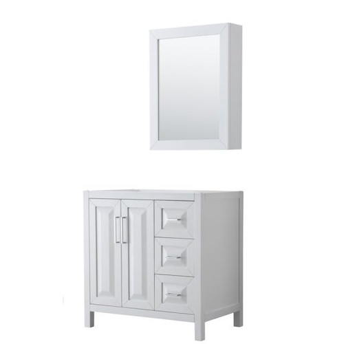 Wyndham Daria White Single Bath Vanity 36" With Medicine Cabinet