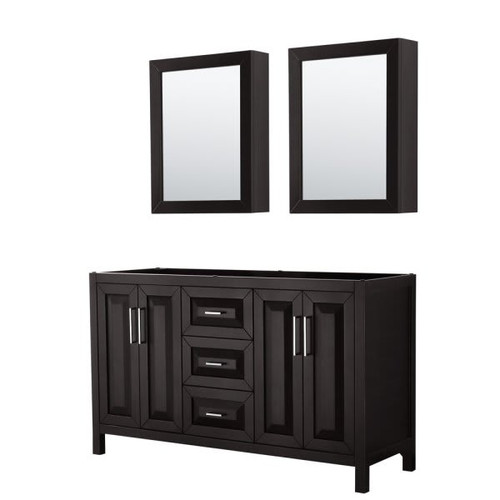 Wyndham Daria Dark Espresso Double Bath Vanity 60" With Medicine Cabinet