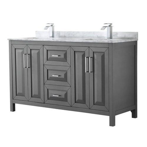 Wyndham Daria Dark Gray Double Bath Vanity 60" With Countertop & Square Sink