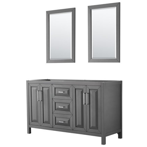 Wyndham Daria Dark Gray Double Bath Vanity 60" With 24" Mirror