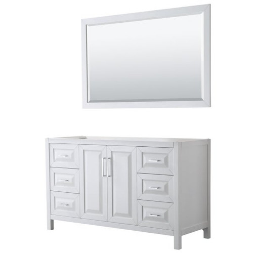 Wyndham Daria White Single Bath Vanity 60" W/ 58" Mirror