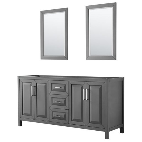 Wyndham Daria Dark Gray Double Bath Vanity 72" With 24" Mirror