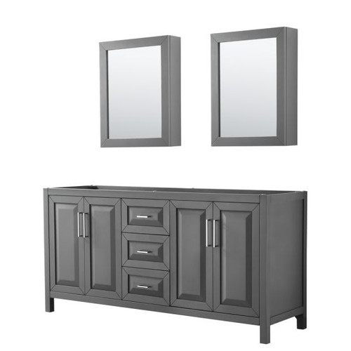 Wyndham Daria Dark Gray Double Bath Vanity 72" With Medicine Cabinet (Mirrors Included)