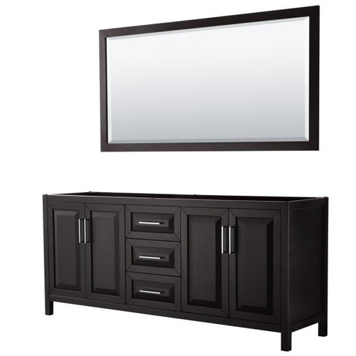 Wyndham Daria Dark Espresso Double Bath Vanity 80" With 70" Mirror