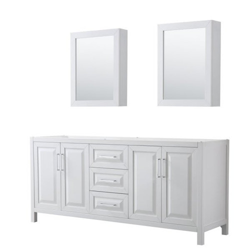 Wyndham Daria White Double Bath Vanity 80" With Medicine Cabinet