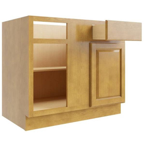 CNC CABINETRY 33 X 34.5 In. Country Oak Left Blind Base Cabinet (Light Honey)