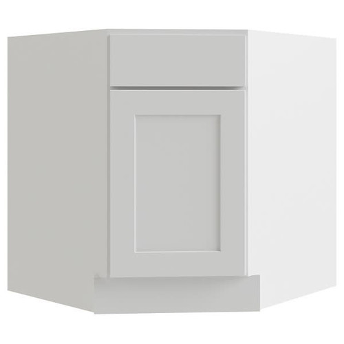 CNC CABINETRY 32 X 34.5 In. Luxor Left Diagonal Corner Sink Base Cabinet (White)