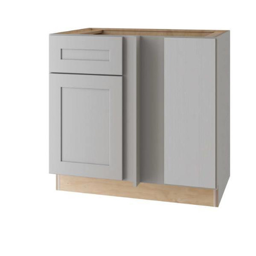 Express Shaker Veiled Gray Assembled Plywood  Blind Base Corner Kitchen Cabinet 42 In. W X 34.5 In. H X 24 In.d RH