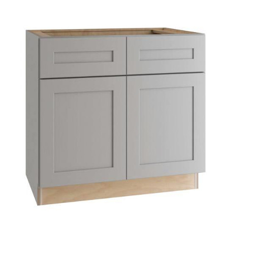 Express Shaker 33 In W X 24 In D X 34.5 In H Assembled Plywood Base Kitchen Cabinet In Veiled Gray With Drawers