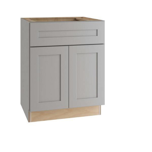 Express Shaker Veiled Gray Plywood Assembled 24 In. X 34.5 In. X 24 In. Sink Base Kitchen Cabinet With Soft Close