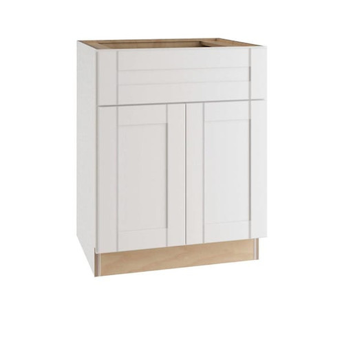 Express Shaker Vesper White Plywood Assembled 24 In. X 34.5 In. X 24 In. Sink Base Kitchen Cabinet With Soft Close