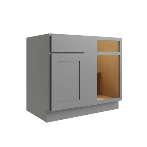 CNC CABINETRY Luxor 42" Blind Base Cabinet, Right Hinge, Shaker Misty Grey