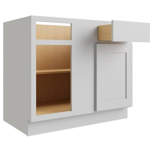 CNC CABINETRY Luxor 42" Blind Base Cabinet, Left Hinge, Shaker Misty Grey