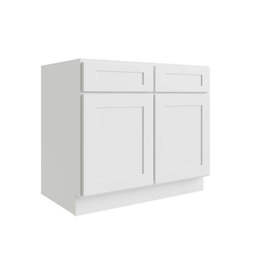 CNC CABINETRY Luxor 36" 2-Door Sink Base Cabinet, 5-Pc Drawer, Shaker White