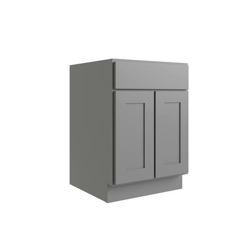 CNC CABINETRY Luxor 2-Door Base Cabinet, 27"W X 34.5"H X 24"D, Shaker Misty Grey