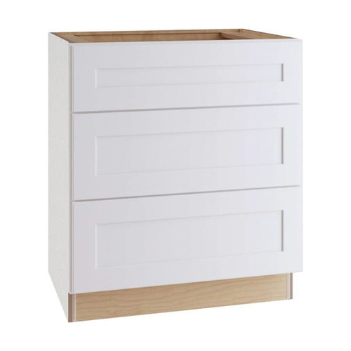 Newport 30 In. W X 24 In. D X 34.5 In. H Assembled Plywood Drawer Base Kitchen Cabinet In Pacific White With Soft Close