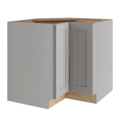 Newport 36 In. W X 24 In. D X 34.5 In. H Assembled Plywood Corner Lazy Susan Base Kitchen Cabinet In Pearl Gray LH