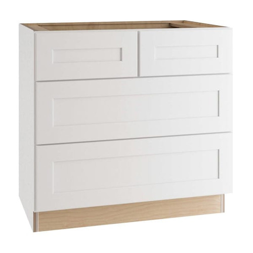 Newport 36 In. W X 24 In. D X 34.5 In. H Assembled Plywood Drawer Base Kitchen Cabinet In Pacific White With Soft Close