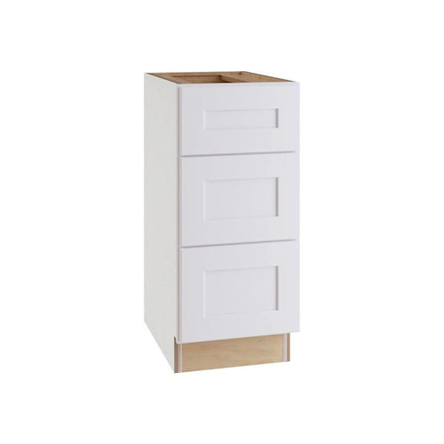 Newport 15 In. W X 21 In. D X 34.5 In. H Assembled Plywood Drawer Base Bath Cabinet In Pacific White With Soft Close