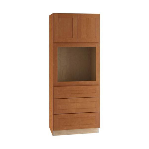 Newport 33 In. W X 24 In. D X 84 In. H Assembled Plywood Double Oven Kitchen Cabinet In Cinnamon With Soft Close
