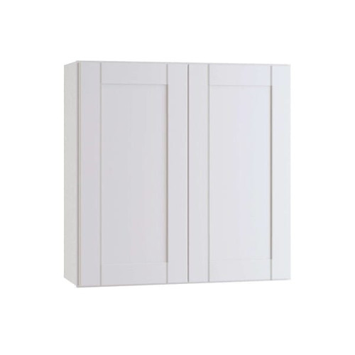 Express Shaker 33 In W X 12 In D X 36 In H Assembled Plywood Wall Kitchen Cabinet In Vesper White With Shelves