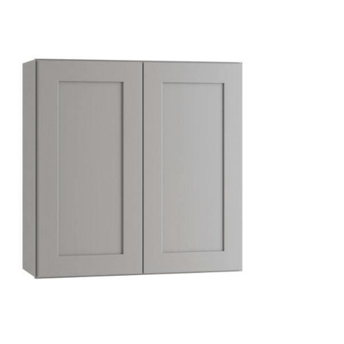 Express Shaker 27 In W X 12 In D X 30 In H Assembled Plywood Wall Kitchen Cabinet In Veiled Gray With Shelves