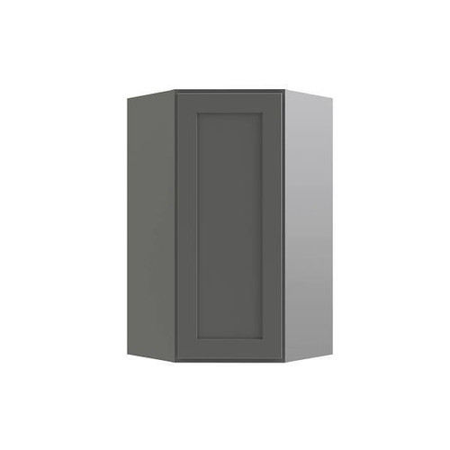 CNC CABINETRY Luxor Diagonal Corner Wall Cabinet, 24"W X 42"H, Shaker Misty Grey