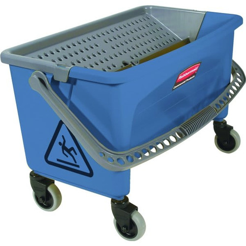 Rubbermaid Commercial 28 Quart Plastic Microfiber Mop Bucket W/ Wringer (Blue)