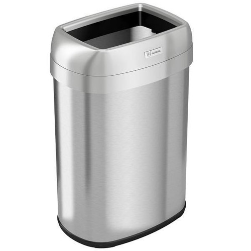 HLS Commercial 13 Gallon Stainless Steel Oval Open Top Trash Can With Odor Filters
