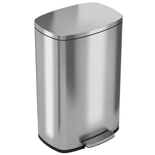 HLS Commercial 13.2 Gallon Stainless Steel Step Trash Can With Odor Filter
