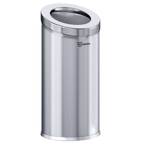 HLS Commercial 15 Gallon Stainless Steel Round Slanted Open Top Trash Can