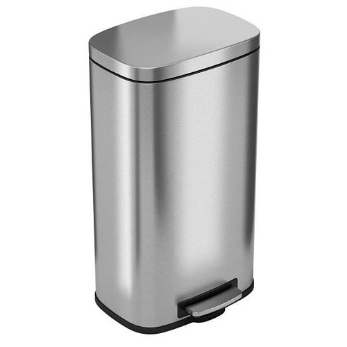 HLS Commercial 8 Gallon Stainless Steel Step Trash Can With Odor Filter