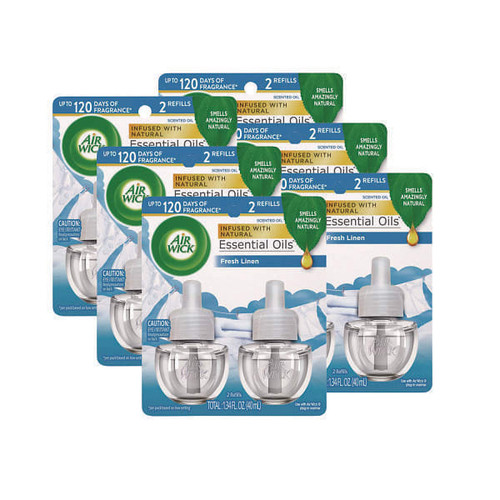 Air Wick Scented Oil Twin Refill, Fresh Linen, 0.67 Oz, Case Of 6